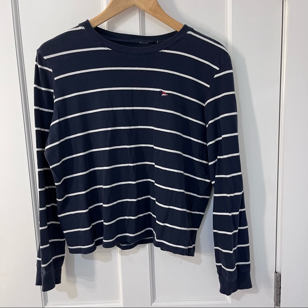 Cotton On long navy and white striped long sleeve top